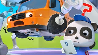 new lets repair tow truck baby panda mechanic ep 1 kids song babybus