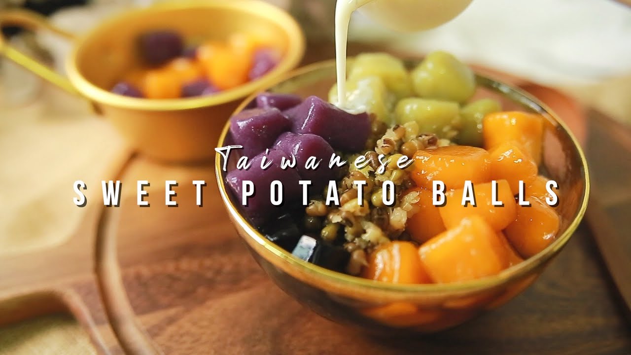 TAIWANESE SWEET POTATO BALLS DESSERT RECIPE Easy Recipe for Pumpkin and Taro balls