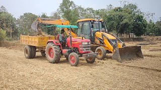 JCB 3dx Xpert Loading Mud Trolley | Mahindra 275 Mahindra 585 Di Powertrac Tractor #jcb #tractor