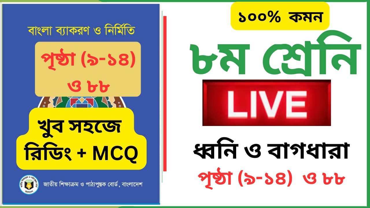 বাংলা ব্যাকরণ ও নির্মিতি।। ৮ম শ্রেণি ।। সকল MCQ ।।  Bangla 2nd  class 8