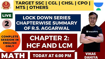 HCF and LCM | Chapter 2 | R.S. Aggarwal | Part 2 | Lock Down Series | Target SSC All Exams