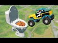Deadly Jumping Cars Into a Gigantic Toilet - Beamng Drive Game