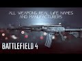 BATTLEFIELD 4 - All Weapons Real Life Names and Manufacturers