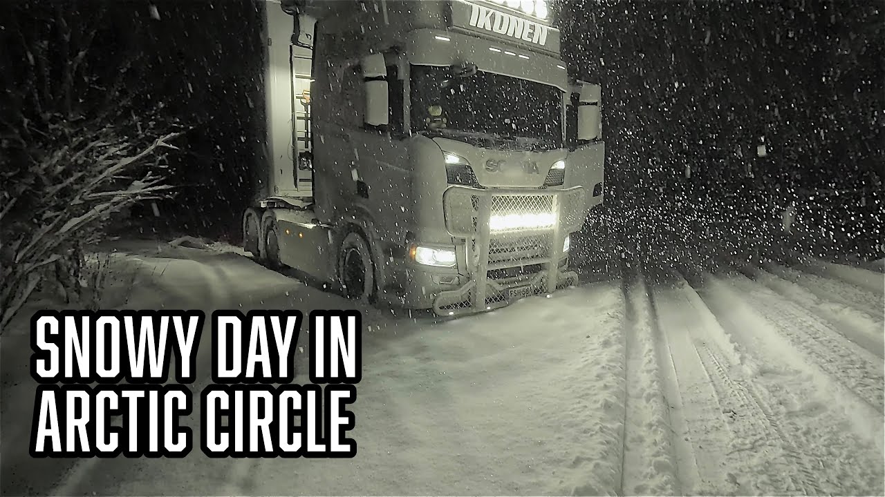 POV Trucking in Arctic Circle - Rovaniemi, Finland.    
