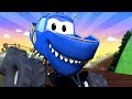 Monster Town - Marty The Monster Shark Has Crashed in The Mountain! | Monster Trucks Street Vehciles