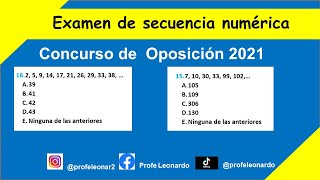 EXAMEN DE SECUENCIA NUMERICA CONCURSO DE OPOSICION 2021