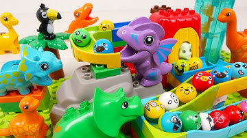 Satisfying Building Block coaster Marble Run ASMR A course full of dinosaurs