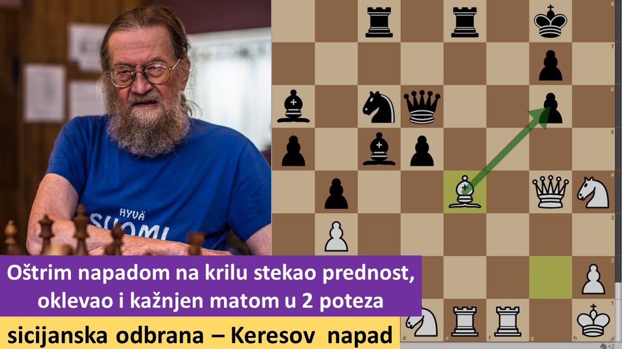 Oštrim napadom na krilu stekao prednost, oklevao i kažnjen matom u 2 poteza - sicilijanska odbrana