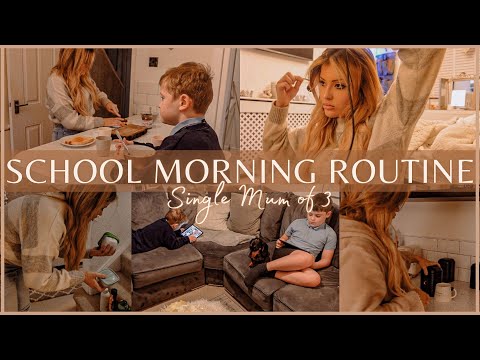 SCHOOL MORNING ROUTINE | SINGLE MUM OF 3 - Makeup routine, school run, cleaning & dog walk