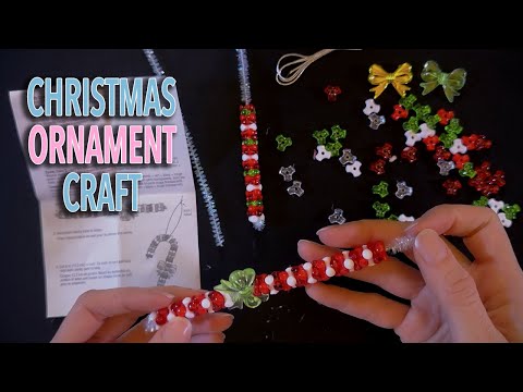 ASMR | Candy Cane Christmas Craft - soft spoken, clicking, brushing