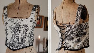 Turning a curtain into a corset top + easy pattern drafting method | Thrift Flip & beginner friendly