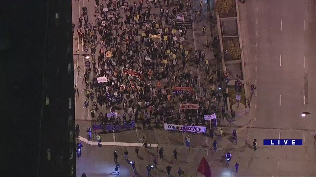 Hundreds protest at Daley Plaza after Election Day