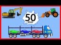 Learning Street Vehicles for Kids. Cars and Trucks. Double decker Garbage truck Backhoe Excavator