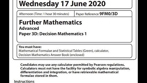 Decision 1 2020 Pearson Edexcel A level Further maths