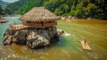 Building a Bamboo House and Survive Alone on a Deserted Island Full of Dangers Using Primitive Tools