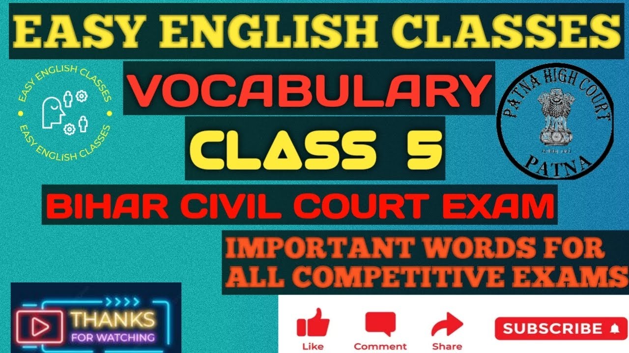 ENGLISH VOCABULARY CLASS 5 BIHAR CIVIL COURT ENGLISH  english-vocabulary-class-5-bihar-civil-court-english