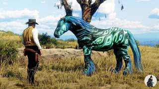 Arthur Morgan Tames a Crystal Blue Nyxflare Horse at the Tree with Hanging Bottles 🐎💎🌌 screenshot 3