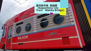 鹿児島市電とJR（脇田橋)23年7月19日撮影　Kagoshima City Tram and JR(Wakita Bridge)