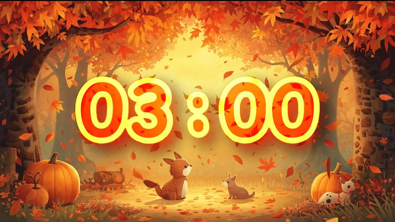 3 Minute Classroom Timer 🍁 cozy lo-fi Piano jazz | Warm Autumn