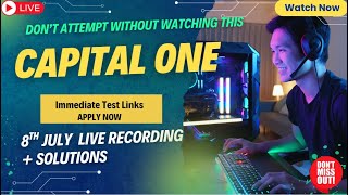 🔴 Live Capital One Assessment Solutions 8th July 2025 Slot || #placements #code #job #viralvideo
