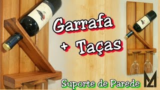 Adega de Parede - Suporte de Garrafa & Taças de Vinho