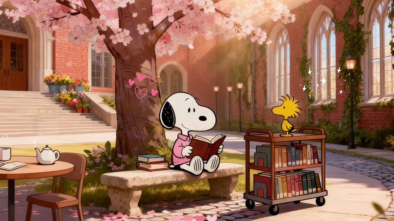 Snoopy’s Spring Campus Study 📚 Chill Lofi for Study & Relax | Soft Lo-Fi Beats 🌸