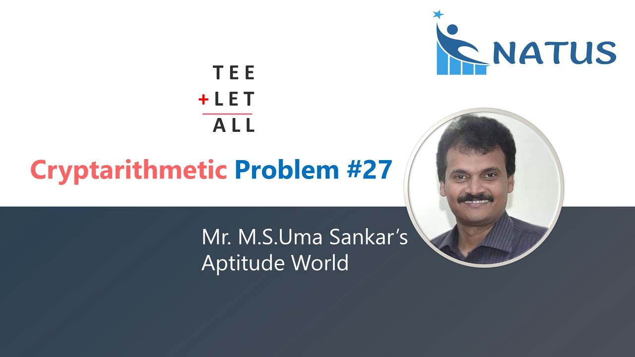 Cryptarithmetic Addition | Problem #27 | TEE+LET=ALL - YouTube