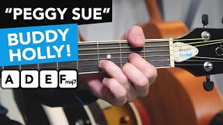 Video thumbnail of "Buddy Holly "Peggy Sue" Guitar Lesson for Beginners // Easy 4 chord Acoustic Songs"