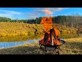 10 hours of the sounds of an autumn bonfire in a campfire bowl by the river.