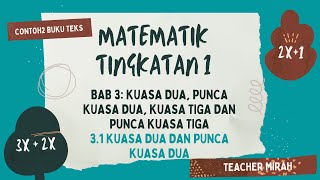 F1 BAB 3 Kuasa dua, punca kuasa dua, kuasa tiga dan punca kuasa tiga | 3.1 | Contoh buku teks KSSM