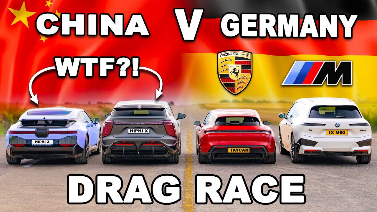 ⁣Porsche Taycan GTS v BMW iX M60 v Chinese Teslas: DRAG RACE