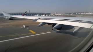 Dubai Traffic and Take-Off onboard A340-642X on Lufthansa Flight LH 639 to MUC Munich with D-AIHP