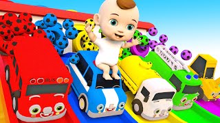 Wheels on the bus + Baby Shark  Soccer ball shaped wheels  Baby Nursery Rhymes & Kids Songs