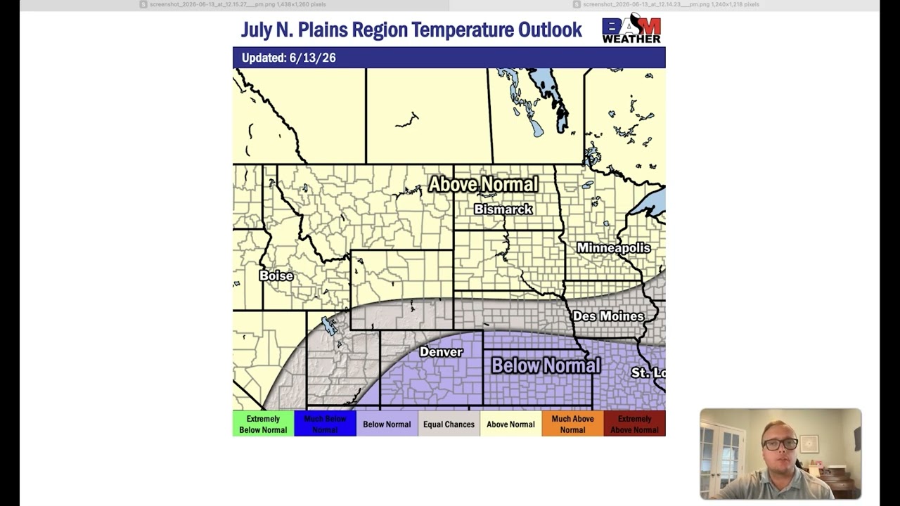Northern Plains region July temperature and precipitation outlook 2026