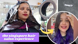 Trying a 4-hour Hair Makeover In Singapore! Purple Underlights on Black Hair | Hair Colour