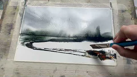 Paint A Simple LOOSE Frozen Lake Watercolor Landscape TUTORIAL Watercolour BOXING DAY WALK Demo