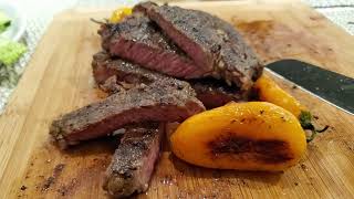 The perfect medium rare steak, pan grilled