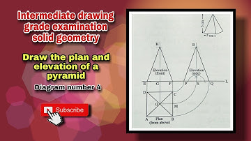 solid geometry/ intermediate  exam solid geometry/ draw the plan and elevation of a pyramid