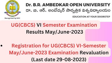 UG(CBCS) VI SemExamination Results May/June-2023 ,registr for UG(CBCS) VI23 Revaluation (Last date