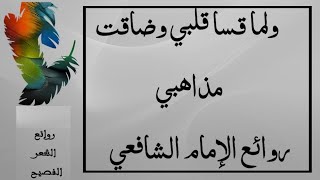 قصيدة ولما قسا قلبي وضاقت مذاهبي | الشافعي