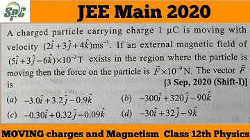 A charged particle carrying charge 1 micro C is moving with velocity ( 2 i + 3 j + 4 k ) m/s . If an