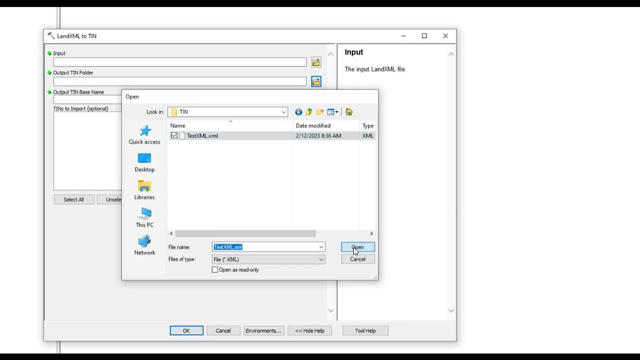LandXML to TIN Tool Conversion toolset From File 3D Analyst
