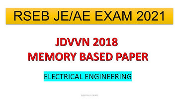 RSEB JE 2018 Electrical Paper | JDVVN JE Electrical Paper | rvunl je 2018 electrical paper