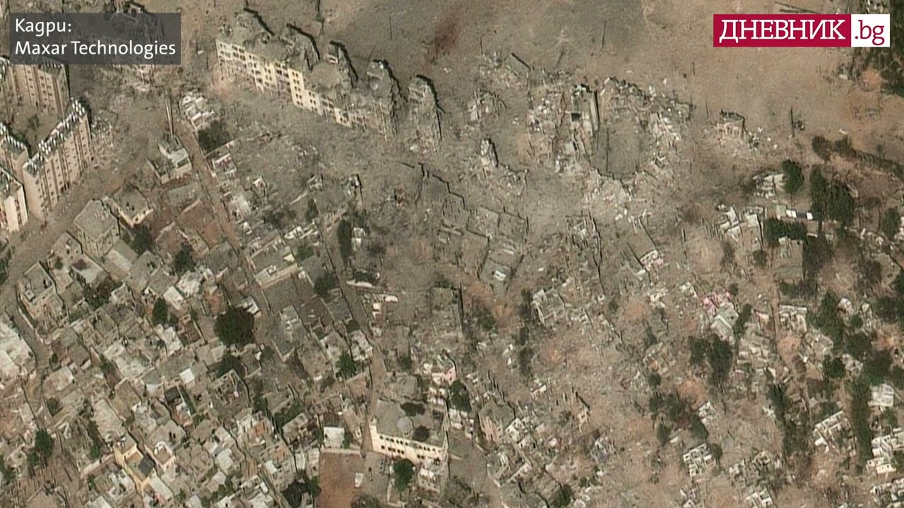 Сателитни кадри показват Газа преди и след началото на израелските удари
