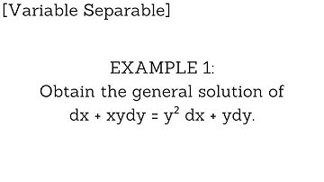 Variable Separable Differential Equations Example 1 - Tagalog and English