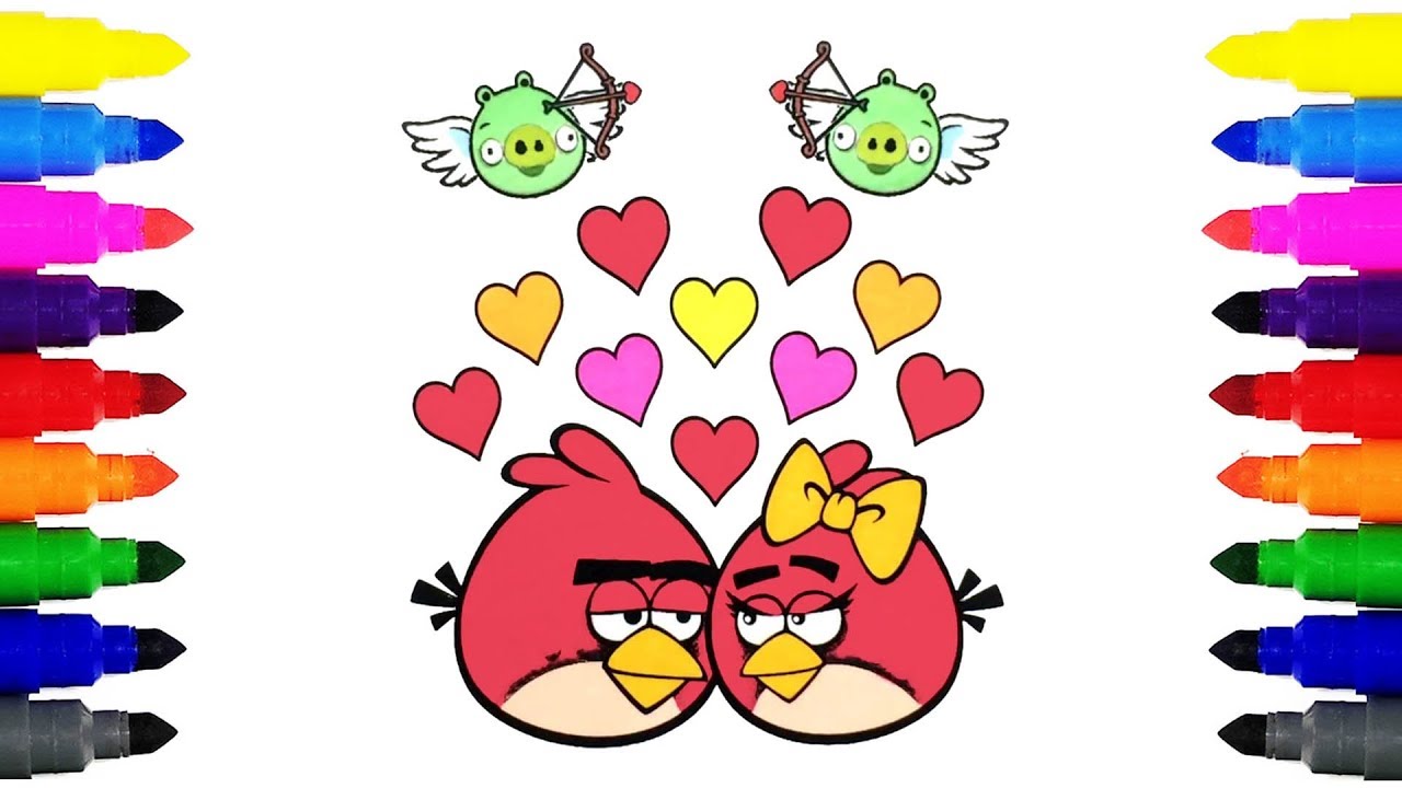 Angry Birds Valentine S Day Coloring Pages For Kids Youtube