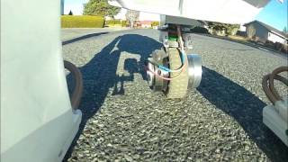 R2-D2 Does A Mile in 18:30
This video demonstrates the custom built planetary geared hub motor I built for the front wheel drive in my full-size replica R2-D2.
This video is meant for documentation, not for entertainment. It was shot in one continuous take, with only the audio track being edited.
In this video I drive the full-size R2-D2 replica on public streets about 1/2 mile to a nearby park where I take a short drive through some fairly thick, wet grass, then I make the return drive back home. This is meant to demonstrate the speed, robustness, drivability, and durability of the single front wheel hub motor in combination with the pneumatic tires the droid uses.
This video demonstration is intended for the use of fans, roboticists, and other replica prop builders. All references to R2-D2 and any other Star Wars related material are for reference only and are the property of their respective owners. R2-D2 Does A Mile in 18:30