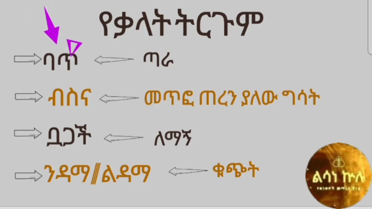 ክፍል 1 የአማርኛ ቃላት ትርጉም || Part 1 Amharic words meaning #amharictutorial  #education #learnamharic