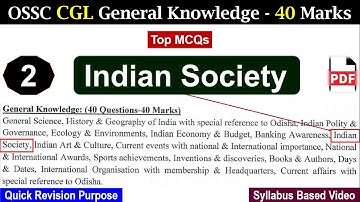 Part_2 | OSSC CGL Indian Society | #ossccgl |#ossc |#osscexam