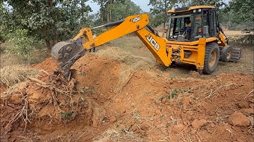 JCB 3DX Remove Tree For Rise farming Farm Making JCB Backhoes Loader Working 6💯jCB Poclain buldozer